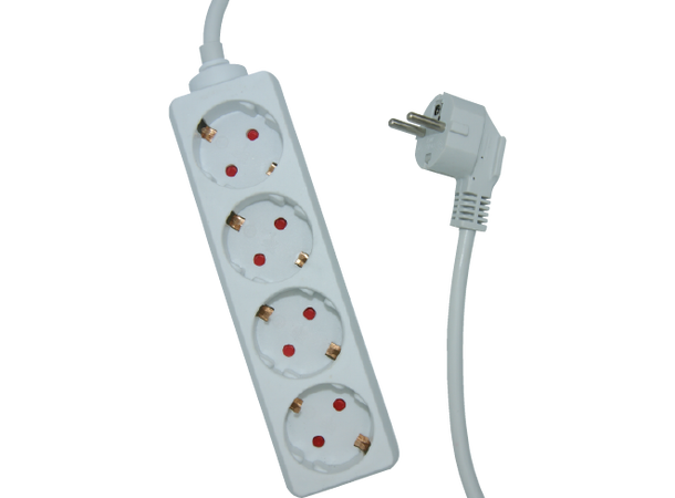 Elivi Grenuttag 4 uttag 1,5m Vit | Jordad | u/brytare 
