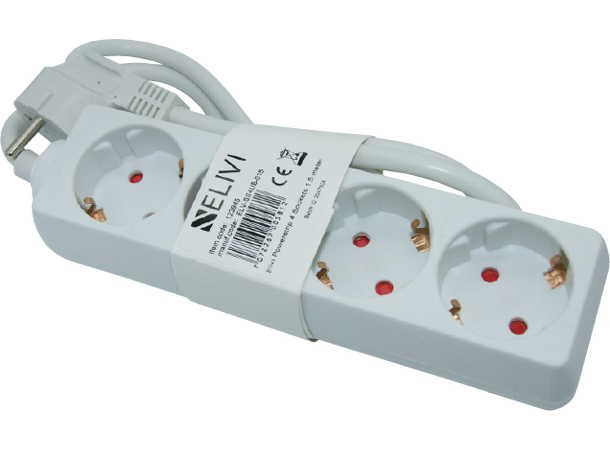 Elivi Powerstrip 4 Socks 1,5m White | Without on/off switch 