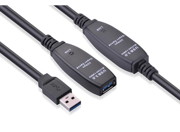 Elivi USB 3.0 A förlängnings kabel 15m Aktiv | M/F | 3.0 | Svart 