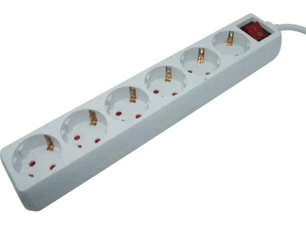 Elivi Powerstrip 6 Socks 1,5m White | With on/off switch 
