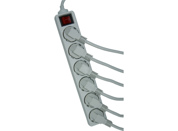 Elivi Powerstrip 6 Socks 1,5m White | With on/off switch 