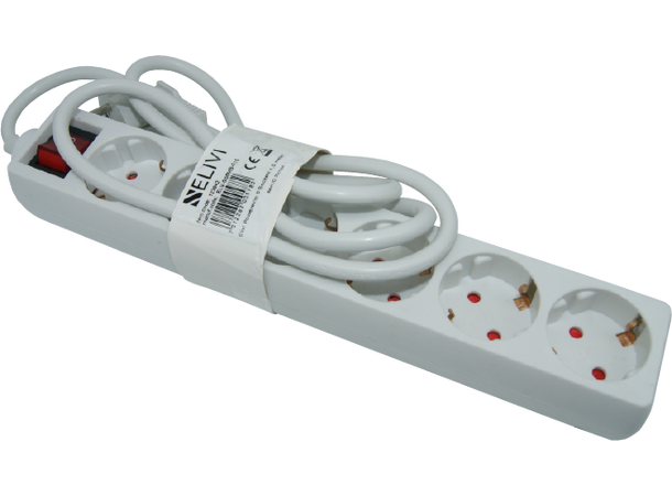 Elivi Powerstrip 6 Socks 1,5m White | With on/off switch 