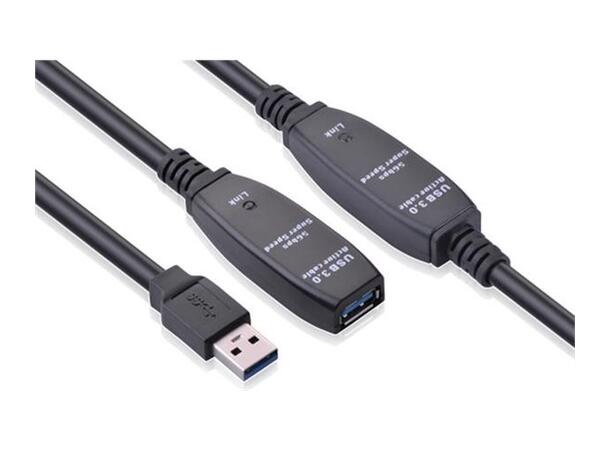 Elivi USB 3.0 A förlängnings kabel 10m Aktiv | M/F | 3.0 | Svart 