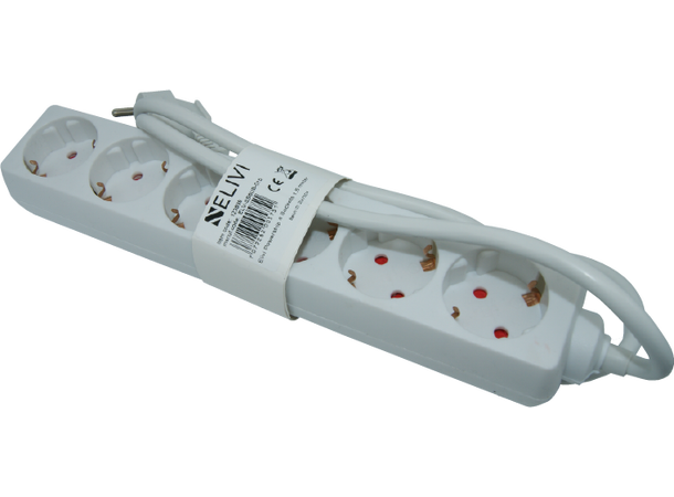 Elivi Powerstrip 6 Socks 1,5m White | Without on/off switch 