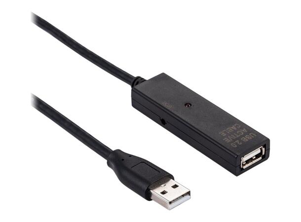 Elivi USB 2.0 A förlängnings kabel 10 m Aktiv, M/F, 2.0, Svart 
