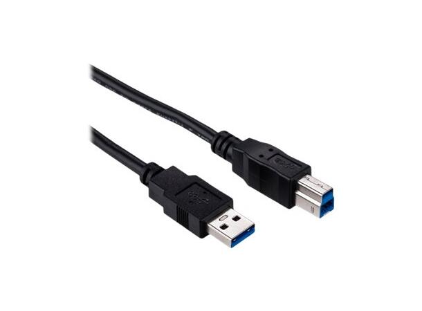 Elivi USB 3.0 A til B kabel 3 meter Svart (Stor B kontakt) 