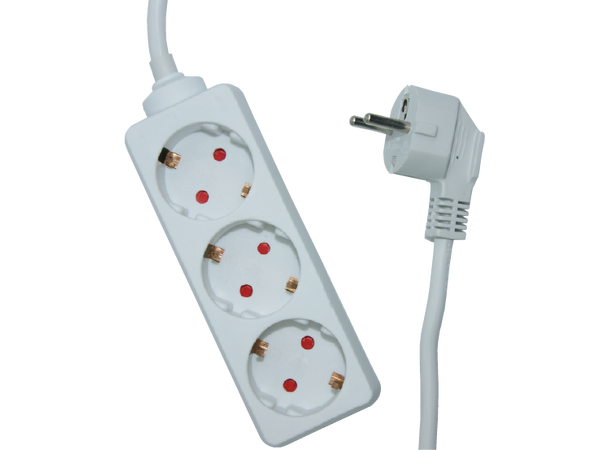 Elivi Powerstrip 3 Socks 5m White | Without on/off switch 