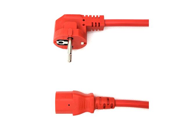 LinkIT strömkabel CEE 7/7 - C13 Röd 2m Vinklet Schuko - C13 | PVC | 3x1,50 mm²