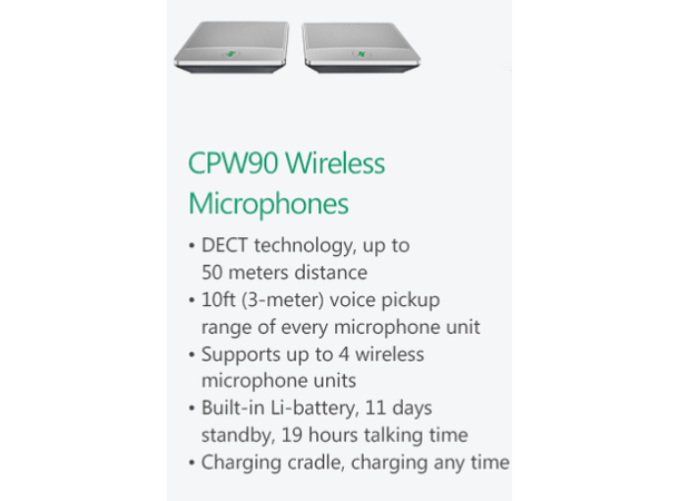 Yealink CPW90-DD10 wireless microphones Kit with 2x wireless mic, charging stand 