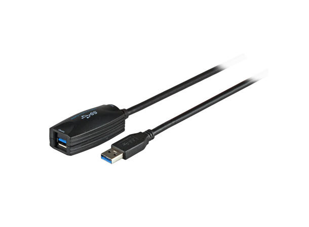Elivi USB 3.0 A förlängnings kabel 5m Aktiv | M/F | 3.0 | Svart 