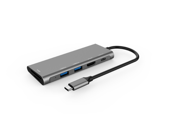 Elivi UltraSlim USB C Docking 6 in 1 MultiPort Adapter HUB, SpaceGrå 