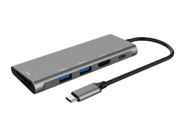 Elivi UltraSlim USB C Docking 6 in 1 MultiPort Adapter HUB, SpaceGrå 