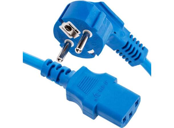 LinkIT strömkabel CEE 7/7 - C13, Blå 1m Vinklet Schuko - C13 | 3 x 1,00 mm²| PVC