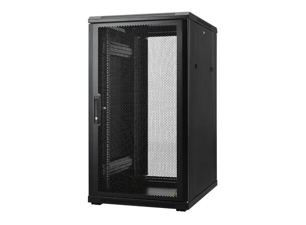 LinkIT Network Rack Cabinet 22U Black W600xD800xH1094, Glass - Perforated 