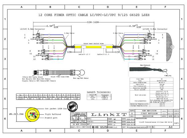 LinkIT fiber OS2 12 Core LC-LC 150m 12x fanout | 9/125 | LSZH | PTPS 