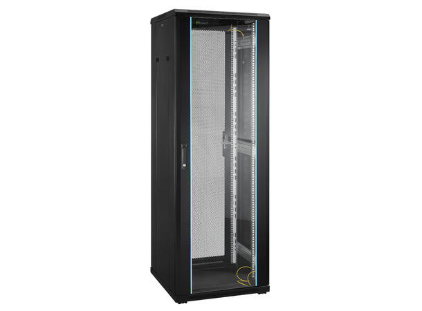 LinkIT Network Rack Cabinet 37U Black W600xD600xH1761, Glass - Perforated 