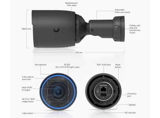 Ubiquiti UniFi G6 Pro Bullet Black 8MP | IP66 | IK04 