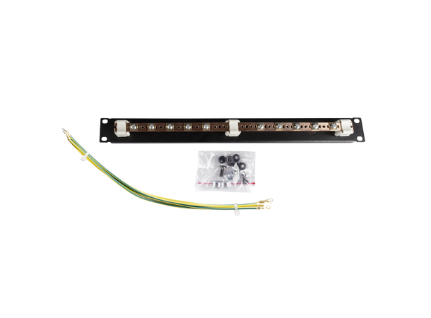 Lande 19" Utjevningsskinne 1U 10 punkter | Svart 