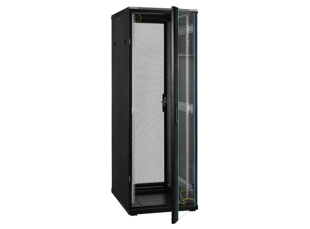 LinkIT Network Rack Cabinet 37U Black W600xD800xH1761, Glass - Perforated 