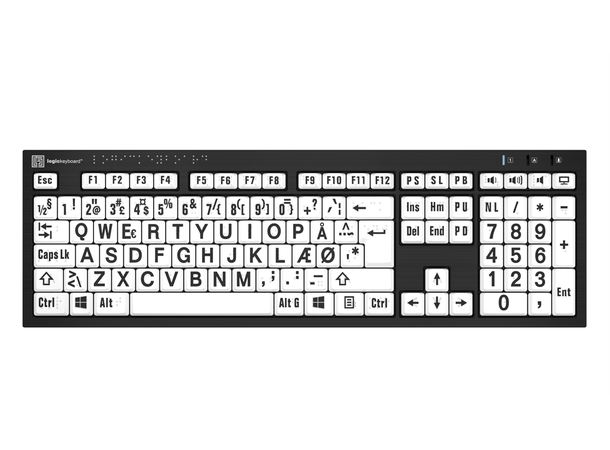 Logickeyboard Braille/Large B/W PC NO PC NERO, USB 
