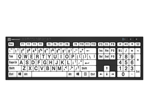 Logickeyboard Braille/Large B/W PC UK PC NERO, USB 