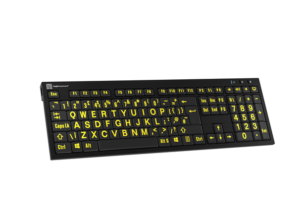 Logickeyboard XLPrint NERO PC Y/B UK PC NERO + Lamp 