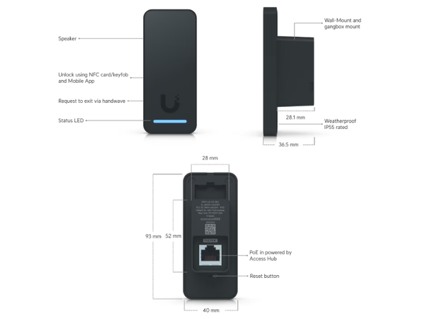 Ubiquiti Unifi Access G2 Reader Black IP55 | PoE 