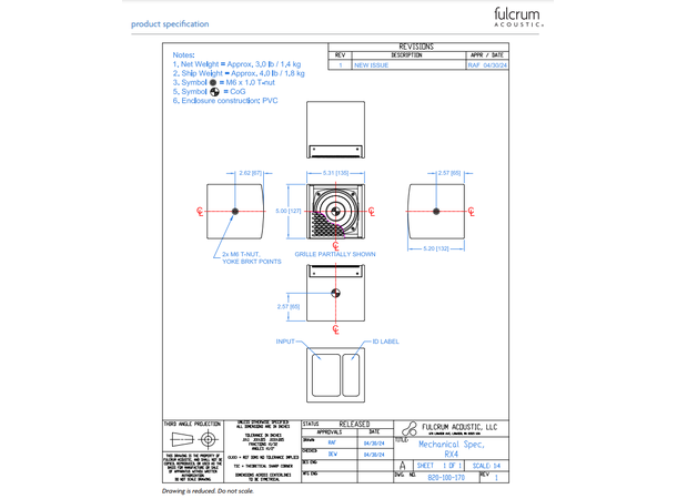 Fulcrum Acoustic RX4-TB Black Coax 4+1,4" 100x100 SPL111/105 16 Ohm 