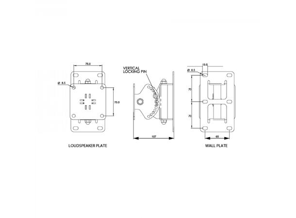 HH Speakermount TESSEN TNi-BRK30-BK Bracket for Tessen TNi Series Black 
