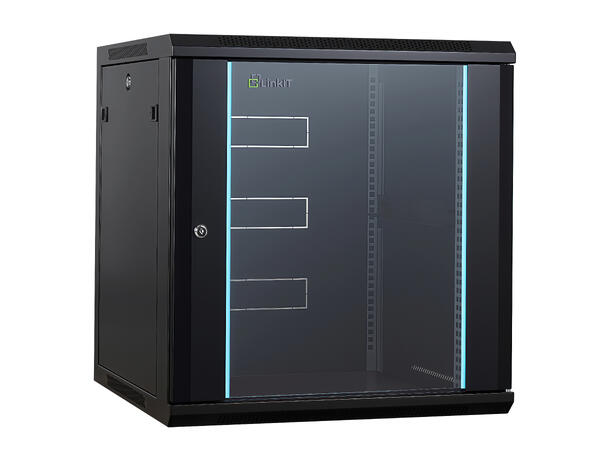 LinkIT Wall Cabinet 19' 12U Black W600xD600xH635 |  Glass 