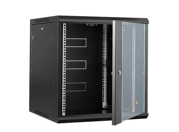 LinkIT Wall Cabinet 19' 12U Black W600xD600xH635 |  Glass 