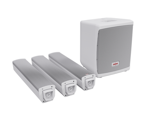 HH Set TENSOR-GO All in one White Column 6 x 2,75"  Sub 8" 200W RMS Bag 