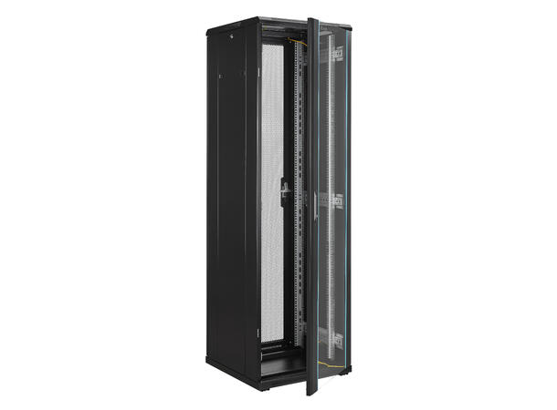 LinkIT Network Rack Cabinet 42U Black W600xD600xH1983, Glass - Perforated 
