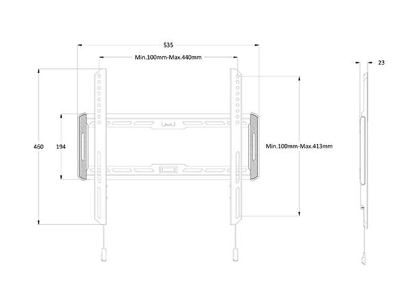 M Universal Wallmount Fixed Medium Black 