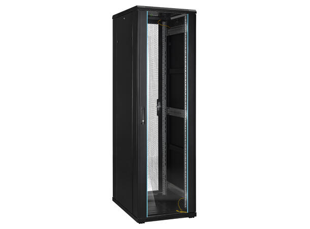 LinkIT Network Rack Cabinet 42U Black W600xD800xH1983, Glass - Perforated 