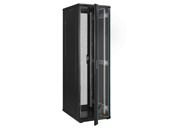 LinkIT Network Rack Cabinet 42U Black W600xD800xH1983, Glass - Perforated 