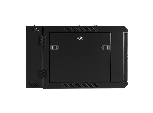 LinkIT Wall Cabinet Hinged 19' 6U Black W600xD600xH368 | Glass - Hinged frame 
