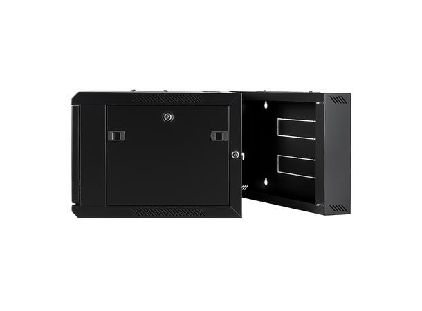 LinkIT Wall Cabinet Hinged 19' 6U Black W600xD600xH368 | Glass - Hinged frame 