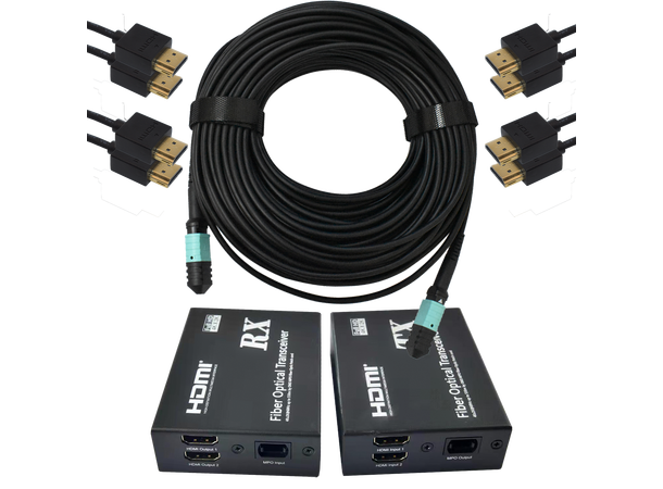 Stoltzen MPO Dual Ekständar Kit 100 m 2x HDMI 2.0 4K60 18Gbps