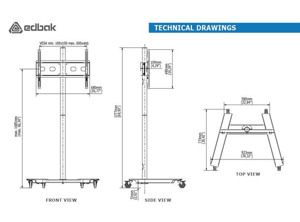 EDBAK Golvstativ TR5 42-65" | 600x400 | 80Kg 