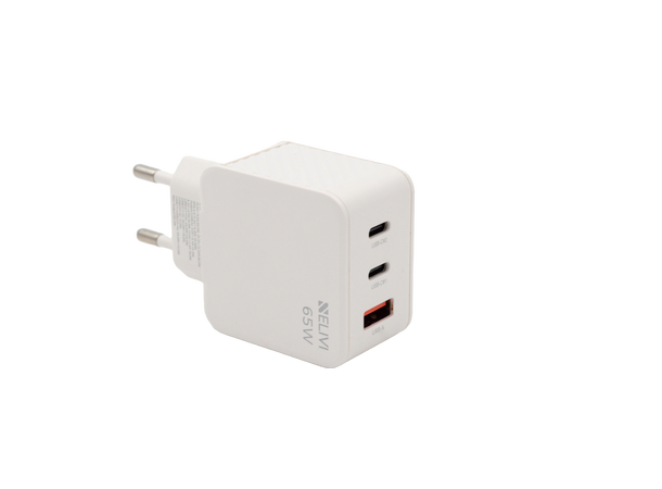 Elivi Solaris Vegglader USB-C +USB A 65W PD3.0 | QC5 | AFC | FCP | Compact Design 