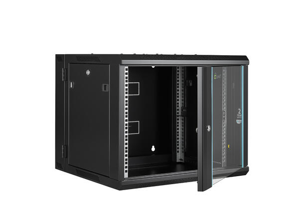LinkIT Wall Cabinet Hinged 19' 9U Black W600xD600xH501 | Glass - Hinged frame 