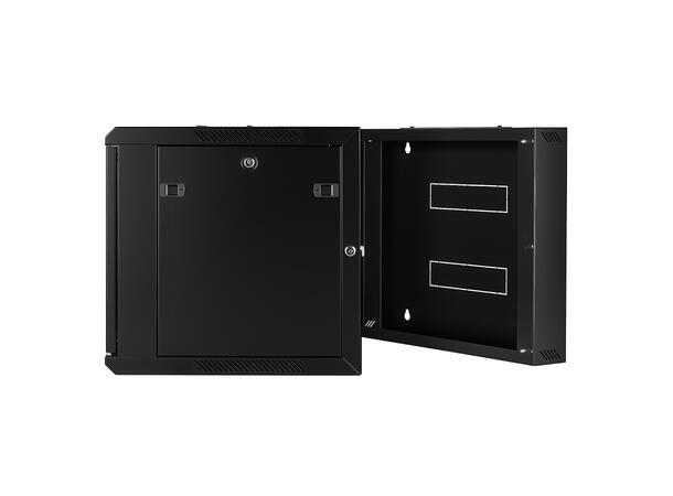 LinkIT Wall Cabinet Hinged 19' 9U Black W600xD600xH501 | Glass - Hinged frame 