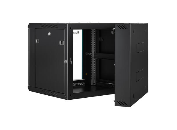 LinkIT Wall Cabinet Hinged 19' 9U Black W600xD600xH501 | Glass - Hinged frame 