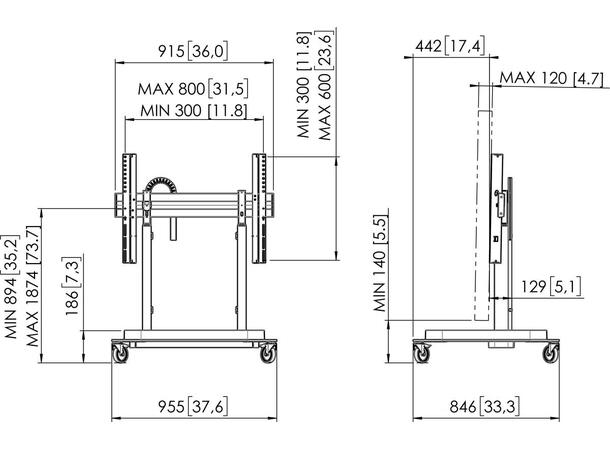 Vogels RISE 5200 MOTORIZED DISPLAY LIFT DC, Svart, 800x600, 120Kg, 80 mm/s 