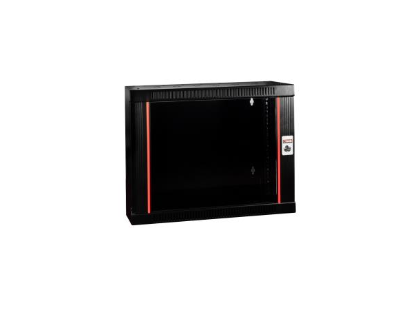 Lande Wall cab. Black  6U W600xD150 NETbox 19" HOME | w/glass door | H373 