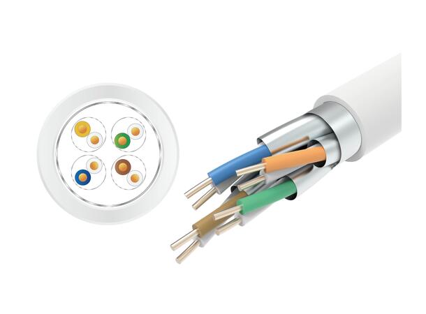 LinkIT Cat.6 F/FTP LSZH vit 500m Installationskabel | AWG 23/1 | 250Mhz 