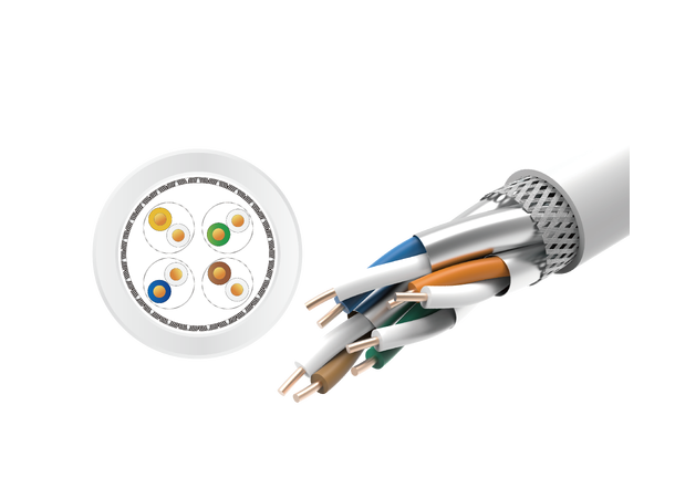 LinkIT Cat.6 S/FTP LSZH vit 305m Installationskabel | AWG 23/1 | 250Mhz 