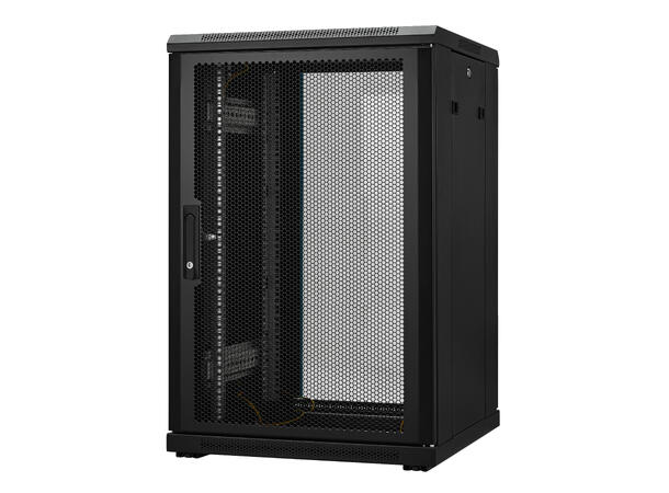 LinkIT Network Rack Cabinet 18U Black W600xD600xH916, Glass - Perforated 