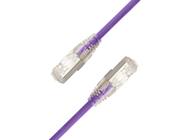 LinkIT SlimPatch F/UTP Cat6a lilla 0.2m AWG 28/1 | LSZH | 4.7mm 